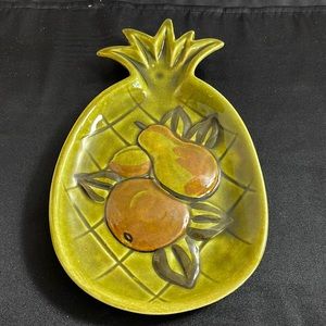 Vintage Green Pineapple Horderves Plate